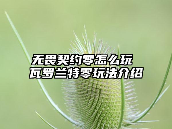 无畏契约零怎么玩 瓦罗兰特零玩法介绍