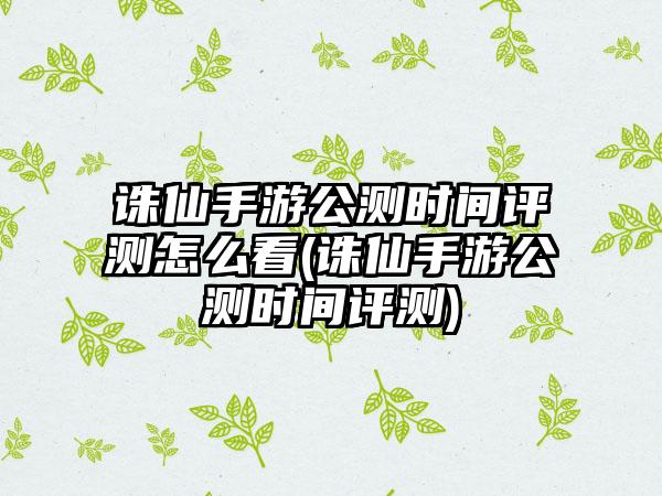 诛仙手游公测时间评测怎么看(诛仙手游公测时间评测)