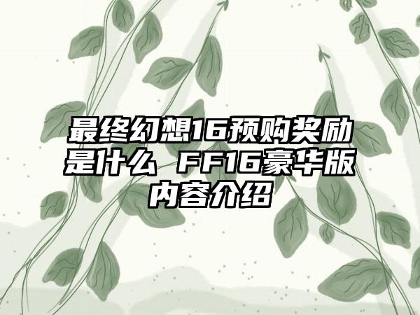 最终幻想16预购奖励是什么 FF16豪华版内容介绍