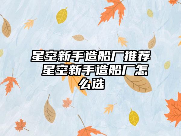 星空新手造船厂推荐 星空新手造船厂怎么选