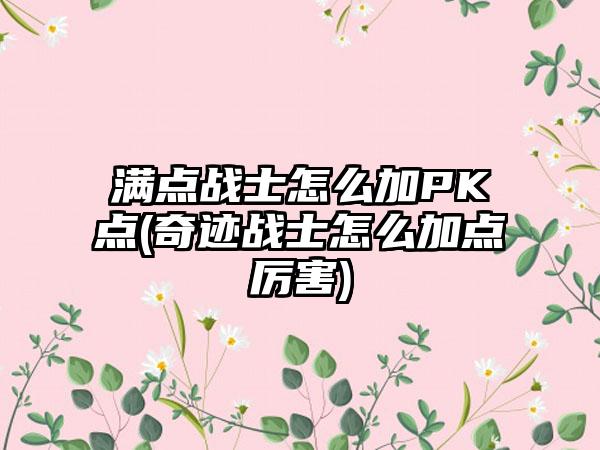 满点战士怎么加PK点(奇迹战士怎么加点厉害)