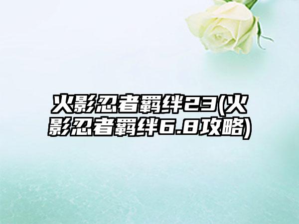 火影忍者羁绊23(火影忍者羁绊6.8攻略)