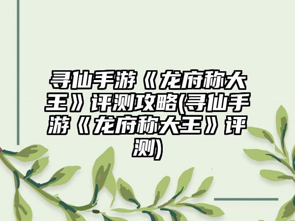 寻仙手游《龙府称大王》评测攻略(寻仙手游《龙府称大王》评测)