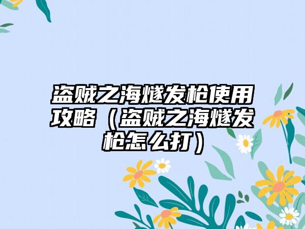 盗贼之海燧发枪使用攻略（盗贼之海燧发枪怎么打）