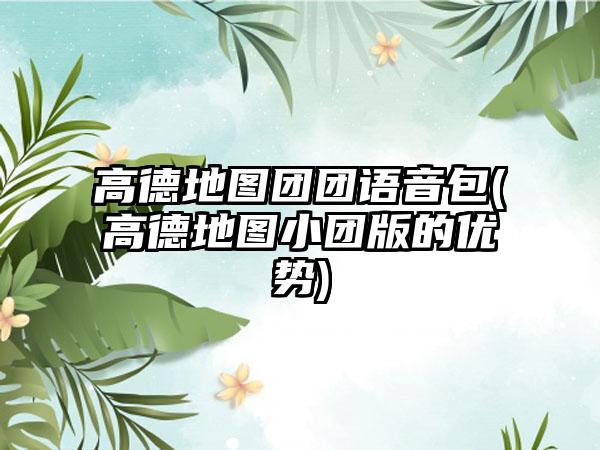 高德地图团团语音包(高德地图小团版的优势)