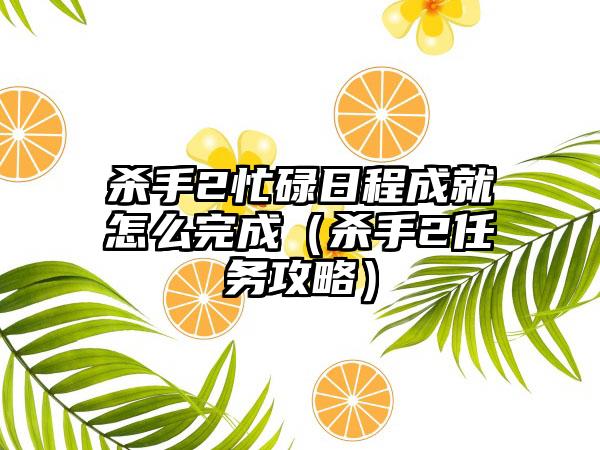 杀手2忙碌日程成就怎么完成（杀手2任务攻略）