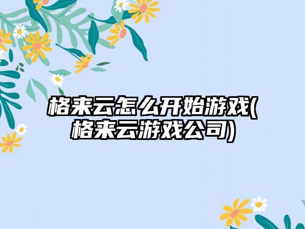 格来云怎么开始游戏(格来云游戏公司)