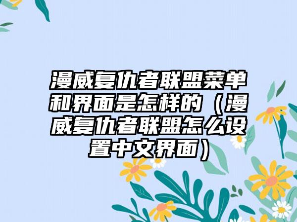 漫威复仇者联盟菜单和界面是怎样的（漫威复仇者联盟怎么设置中文界面）