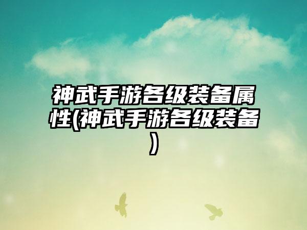 神武手游各级装备属性(神武手游各级装备)
