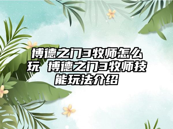博德之门3牧师怎么玩 博德之门3牧师技能玩法介绍