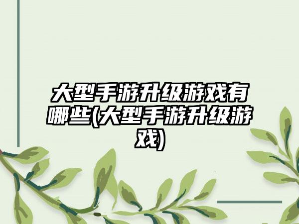 大型手游升级游戏有哪些(大型手游升级游戏)