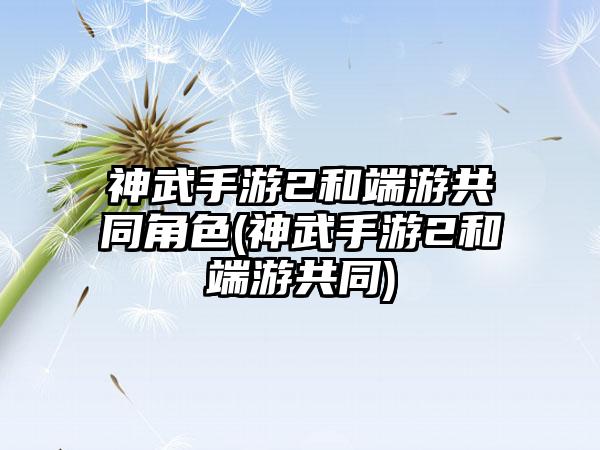 神武手游2和端游共同角色(神武手游2和端游共同)