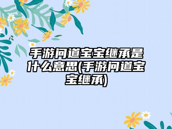 手游问道宝宝继承是什么意思(手游问道宝宝继承)