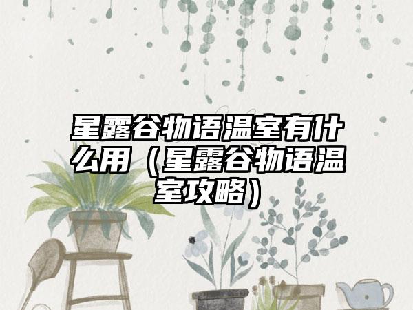 星露谷物语温室有什么用（星露谷物语温室攻略）