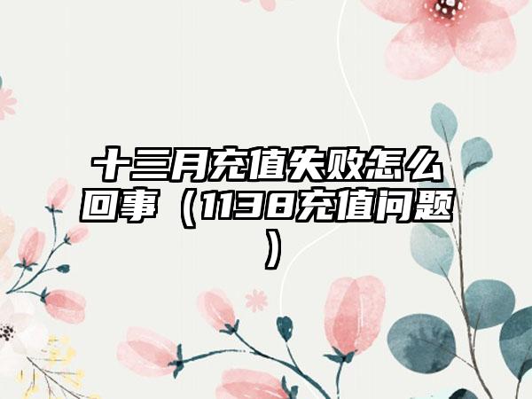 十三月充值失败怎么回事（1138充值问题）