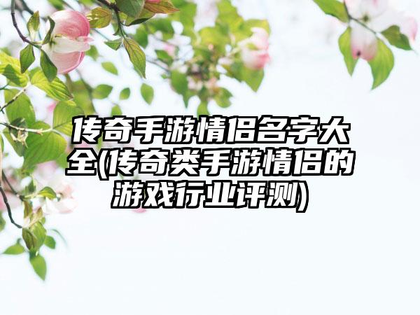 传奇手游情侣名字大全(传奇类手游情侣的游戏行业评测)