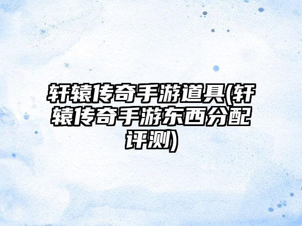 轩辕传奇手游道具(轩辕传奇手游东西分配评测)
