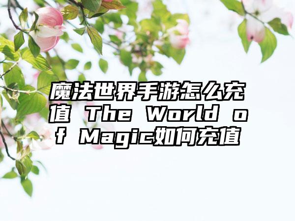魔法世界手游怎么充值 The World of Magic如何充值
