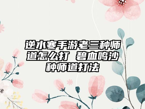 逆水寒手游老三种师道怎么打 碧血鸣沙种师道打法