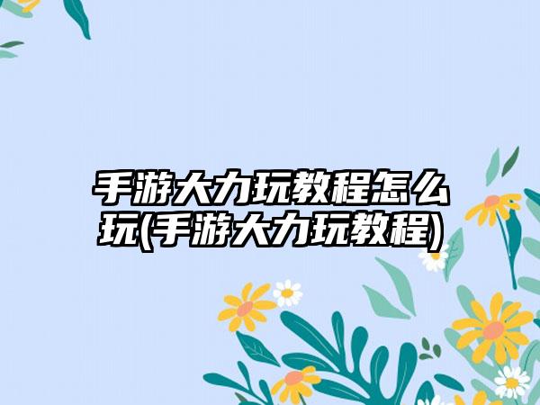 手游大力玩教程怎么玩(手游大力玩教程)