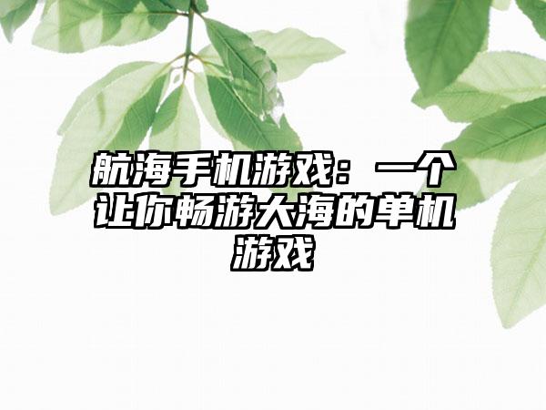 航海手机游戏：一个让你畅游大海的单机游戏