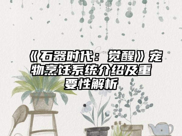 《石器时代：觉醒》宠物烹饪系统介绍及重要性解析