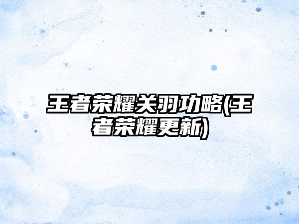 王者荣耀关羽功略(王者荣耀更新)