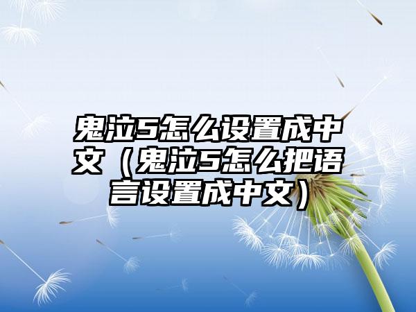 鬼泣5怎么设置成中文（鬼泣5怎么把语言设置成中文）