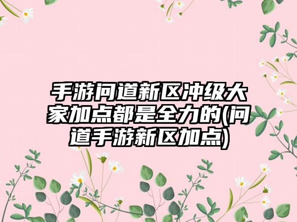 手游问道新区冲级大家加点都是全力的(问道手游新区加点)