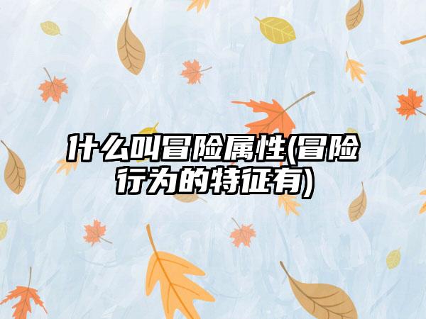 什么叫冒险属性(冒险行为的特征有)