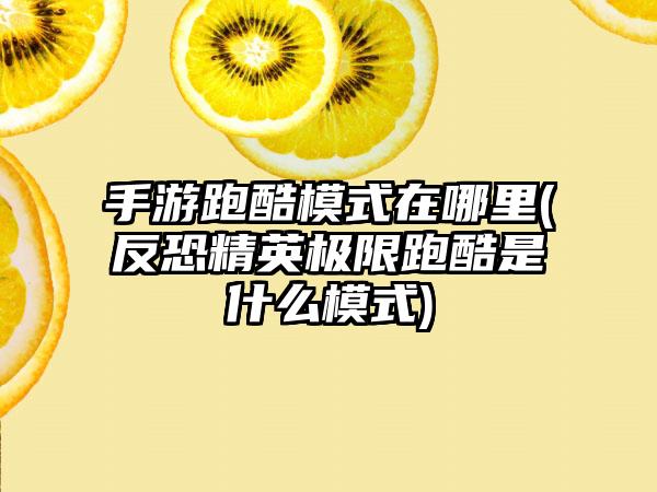 手游跑酷模式在哪里(反恐精英极限跑酷是什么模式)