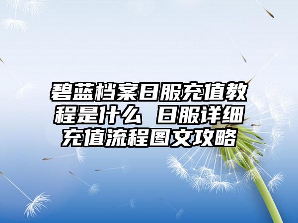 碧蓝档案日服充值教程是什么 日服详细充值流程图文攻略
