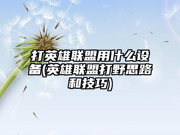 打英雄联盟用什么设备(英雄联盟打野思路和技巧)
