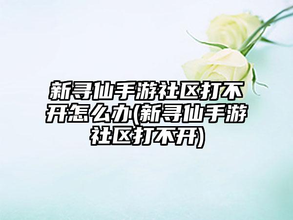 新寻仙手游社区打不开怎么办(新寻仙手游社区打不开)