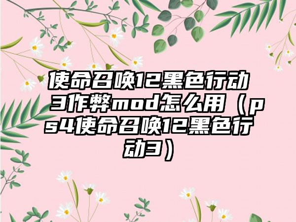 使命召唤12黑色行动3作弊mod怎么用（ps4使命召唤12黑色行动3）