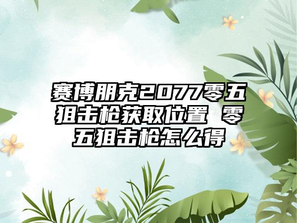 赛博朋克2077零五狙击枪获取位置 零五狙击枪怎么得