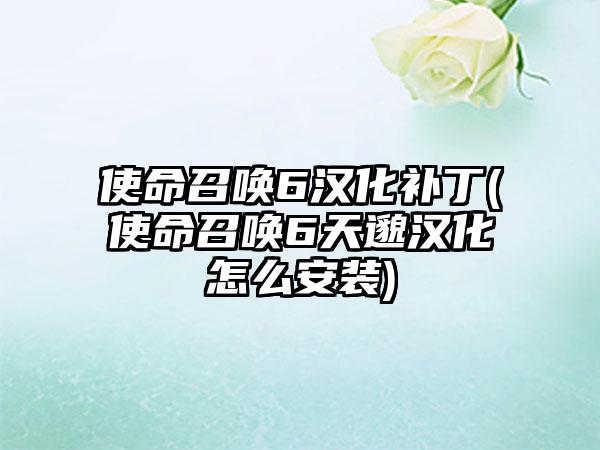 使命召唤6汉化补丁(使命召唤6天邈汉化怎么安装)