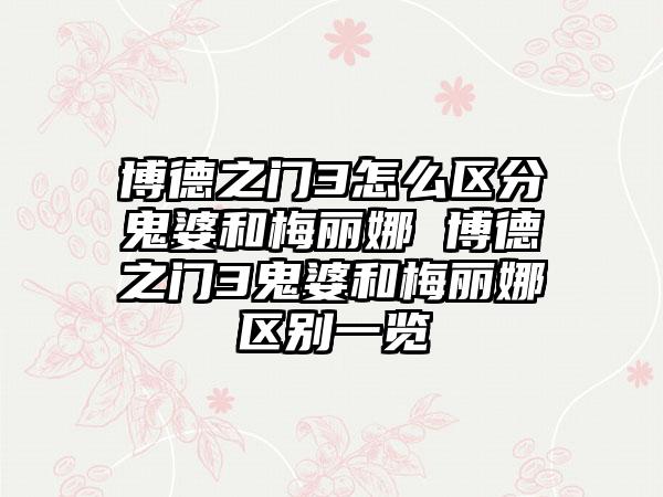 博德之门3怎么区分鬼婆和梅丽娜 博德之门3鬼婆和梅丽娜区别一览