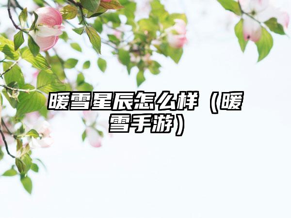 暖雪星辰怎么样（暖雪手游）
