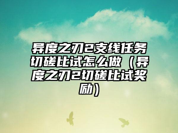 异度之刃2支线任务切磋比试怎么做（异度之刃2切磋比试奖励）
