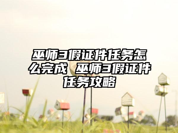 巫师3假证件任务怎么完成 巫师3假证件任务攻略