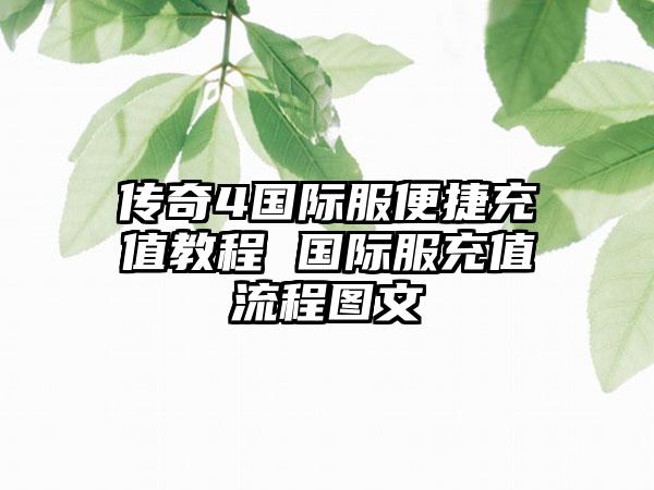 传奇4国际服便捷充值教程 国际服充值流程图文