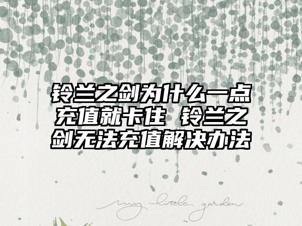 铃兰之剑为什么一点充值就卡住 铃兰之剑无法充值解决办法