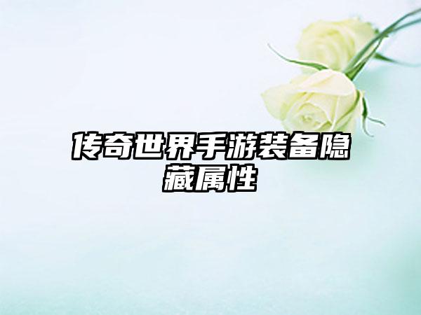 传奇世界手游装备隐藏属性