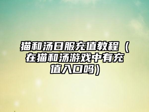 猫和汤日服充值教程（在猫和汤游戏中有充值入口吗）