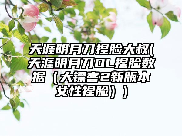 天涯明月刀捏脸大叔(天涯明月刀OL捏脸数据（大镖客2新版本女性捏脸）)