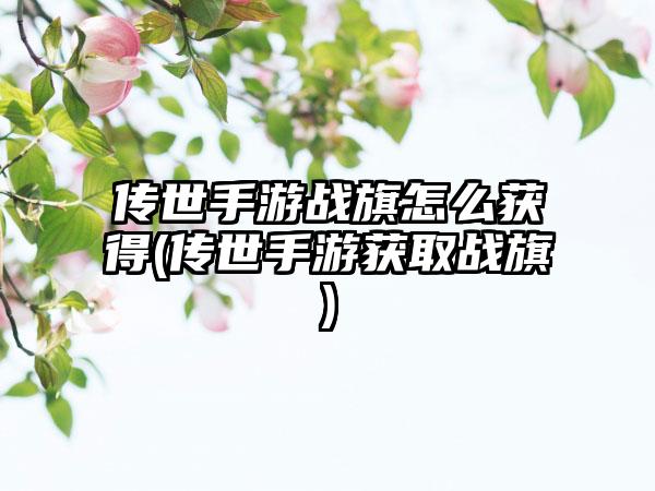 传世手游战旗怎么获得(传世手游获取战旗)