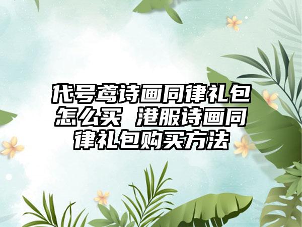 代号鸢诗画同律礼包怎么买 港服诗画同律礼包购买方法