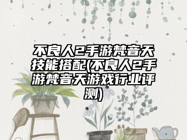 不良人2手游梵音天技能搭配(不良人2手游梵音天游戏行业评测)
