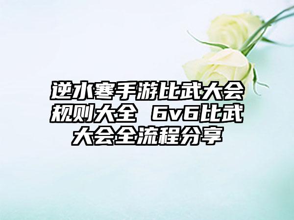 逆水寒手游比武大会规则大全 6v6比武大会全流程分享